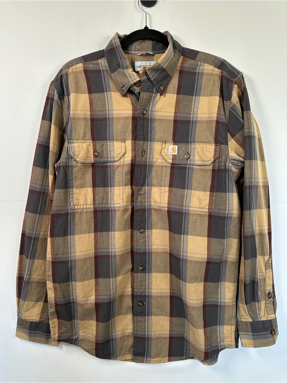 Carhartt Original Fit Plaid Cotton Work Shirt Brown Men’s Size S